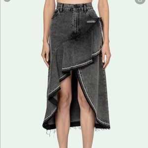 Off white asymmetrical skirt black denim size40